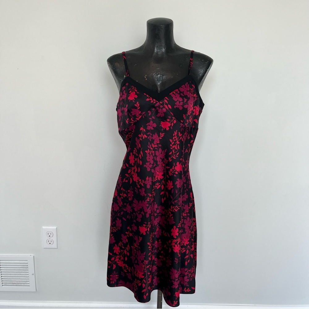 Floral Black and Red Slip Dress - Picture 1 of 4